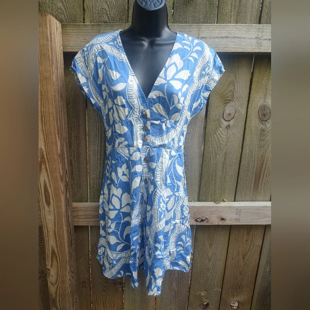 🏵️Marine Layer Floral Blue Button Down Dress - Picture 1 of 9